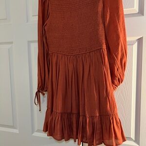 Chic Long Sleeve Rust Dress